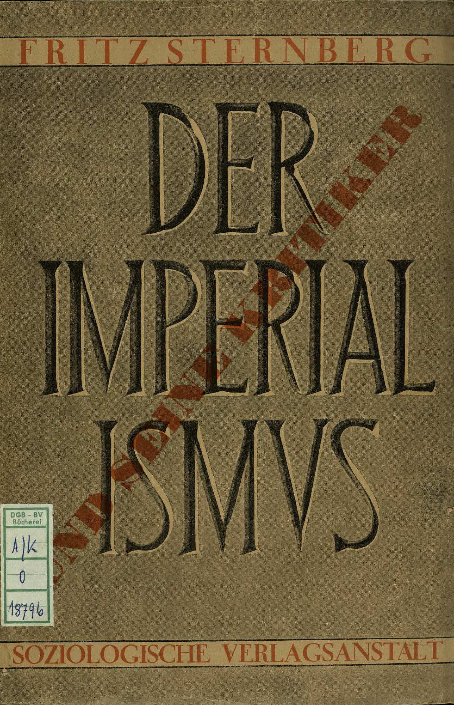 Buchcover "Der Imperialismus" von Fritz Sternberg