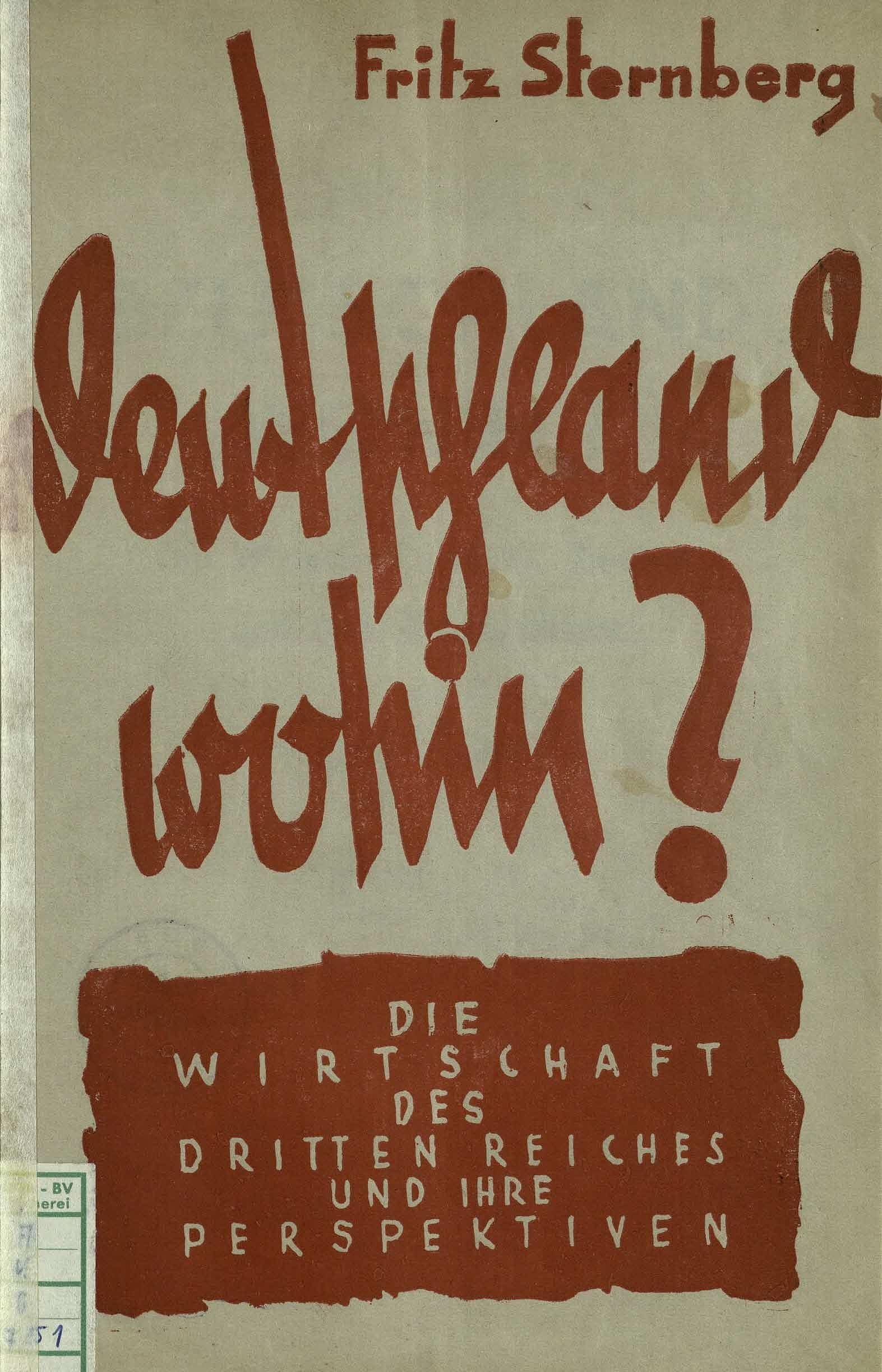 Buchcover "Deutschland wohin?" von Fritz Sternberg