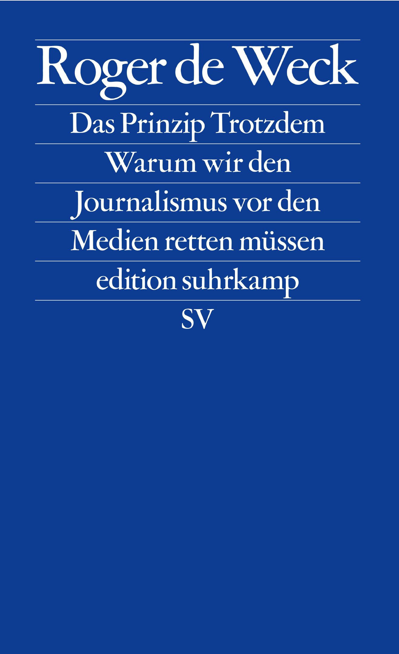 Lesung mit dem Journalisten Roger de Weck - Das Prinzip Trotzdem