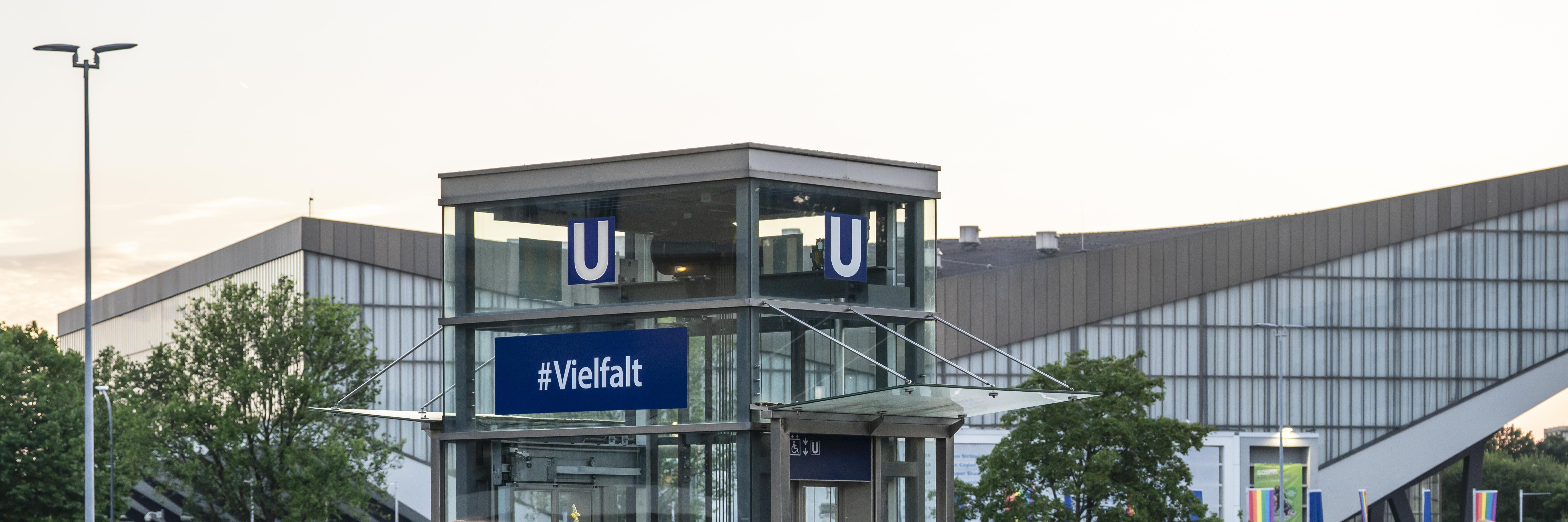 A tube station was temporarily renamed ‘Diversity’. German "Vielfalt"