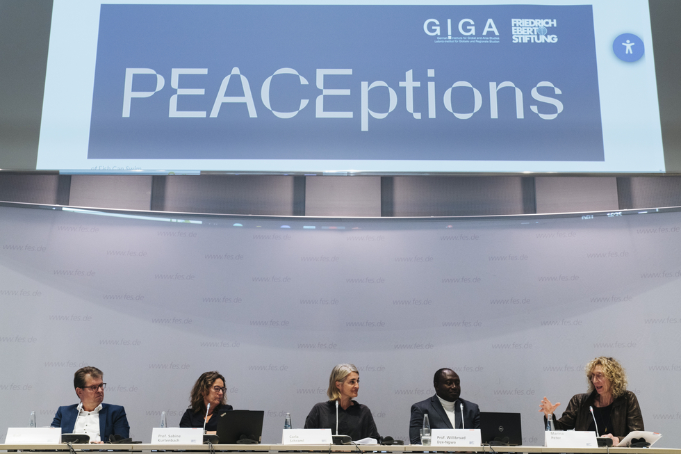 Panel mit Gästen der Konferenz Peaceptions in Berlin