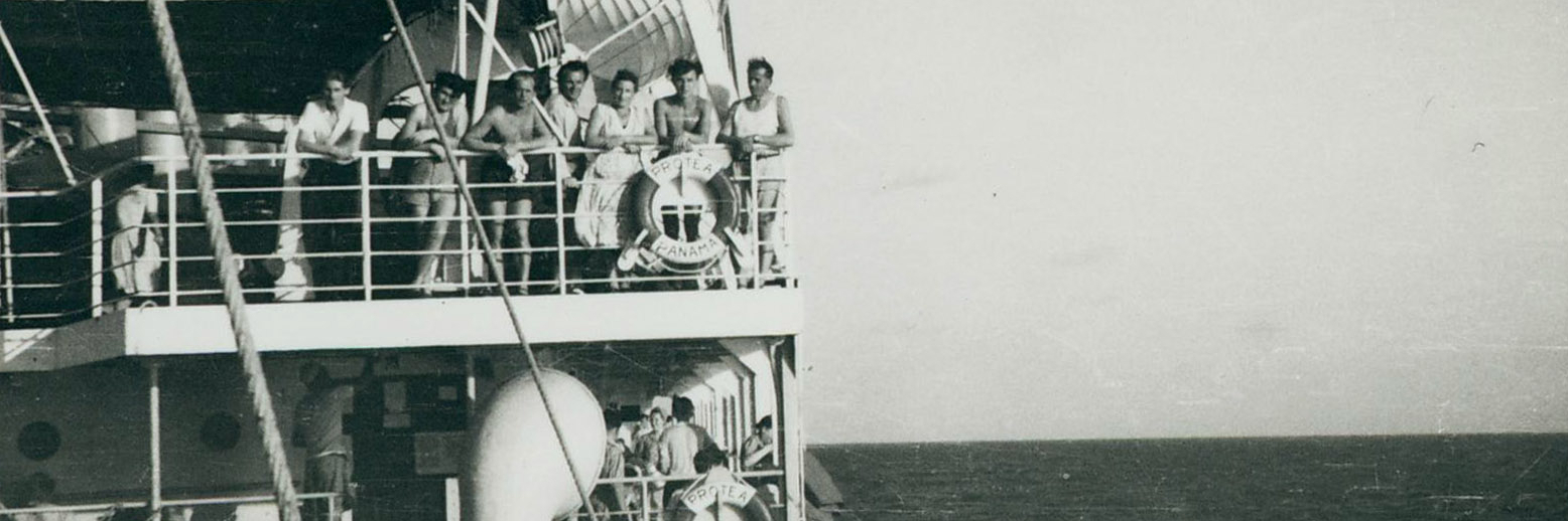 Migranten an Bord der PROTEA, auf der Reise nach Australien, 1948.