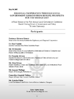 Regional cooperation through local government: lessons from Europe, prospects for the Middle East