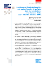 Posiciones del Estado de Costa Rica ante las conferencias de las partes de la Convención Marco de las Naciones Unidas sobre el Cambio Climático (COPs)